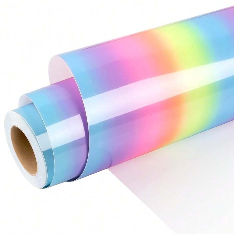 Rainbow Vinyl Permanent Adhesive Roll,12\ X5ft Glossy Rainbow Pattern Vinyl For Home Decor,Crafts,Contact Paper,Car Decal - Cầu vồng 12 inch x 5 feet - Xem 1