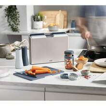 Non-Spill Salt And Pepper Mill Set Refillable With Ceramic Grinding, White/Grey, 24 - Blue - View 8