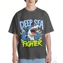 Playera Oversize 100% Algodón con Estampado de Tiburón "Deep Sea Fighter" – Estilo Fuerte y Casual - Negro - Ver 2