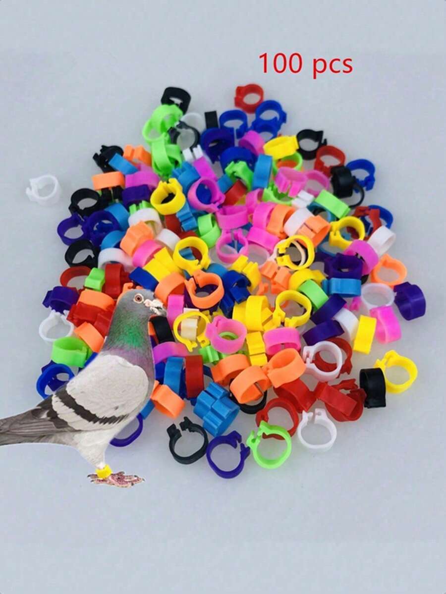100 piezas Anillos de identificación de plástico de 8mm de diámetro, adecuados para palomas, loros, canarios, aves de corral - Ver 1