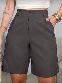 Tailored Bermuda Shorts Without Belt - Foreign Fashion - 深灰色 - 查看 2