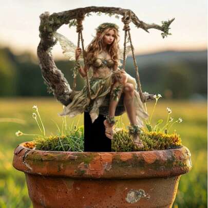 Enchanting Forest Flower Garden Stake, 2D Acrylic Potted Plant And Durable Waterproof Garden Decor Ground Stake