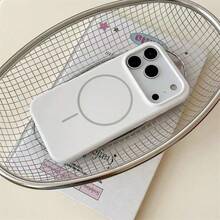 适用于 17 Air 16 15 14 13 12 17 Pro Max Plus 的奢华亮面荧光液态硅胶手机壳，磁吸软壳 - 純白色 - 查看 7