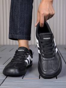 男女通用休闲鞋 36-46码，2026款男士宽底缓震跑鞋，女士透气网面运动鞋，无束缚感 - 黑色 - 查看 1