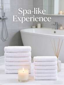 25*25cm Cotton Hotel/Kitchen Absorbent White (Thin) Washcloth, Motel Hand Towel, Multi-Purpose Facial Towel, 5pcs/10pcs Set - White - View 10