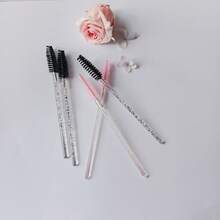 一次性睫毛刷/睫毛膏刷/眉刷/螺旋刷，水晶手柄迷你化妆工具，适用于睫毛嫁接和眉毛造型，50/100/500支装 - 黑色 - 查看 6