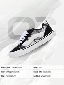 Vans Knu Skool Flame– Men's Lifestyle Sneakers – Shoes For Man -Vintage-Spring & Summer-Inspired Running Shoes, Shock-Absorbing Comfort, Gym To Streetwear Casual Wear-Mother's Day Gifts-Father's Day Gift–VN000D22BZW - Camo Black/White - 查看 6