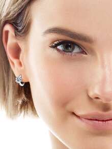 XUJIA 1 Đôi bông tai Huggie đính đá Moissanite tròn 2.0cttw lấp lánh, 6 chấu, bạc Sterling 925, D VVS1, trang sức cho nữ, đeo hàng ngày & làm quà tặng - Bạc - Xem 4