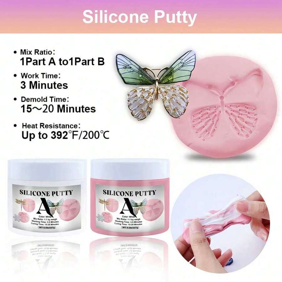 Bộ đất sét silicon 0,26LB/1LB, Bộ dụng cụ làm khuôn, Bộ dụng cụ làm khuôn silicon, Thích hợp để làm khuôn silicon, đúc - Tỷ lệ pha trộn dễ dàng 1:1, hỗn hợp silicon đông cứng nhanh, Thích hợp cho khuôn nhựa, khuôn xà phòng, khuôn nến, đồ thủ công. - S - Xem 1