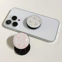 蝴蝶结图案圆形3D手机支架，一体式可折叠伸缩手机支架 - 彩色 - 查看 4