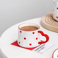 Cute Ceramic Tea Cup, Coffee Pot Set, Heart-Shaped Ceramic Cup & Saucer Combination, Exquisite Minimalist Coffee Cup Set, Creative Afternoon Tea Set, Household Water Cup & Kettle Combination, Suitable For Coffee, Tea Leaves - Multicolor - View 7
