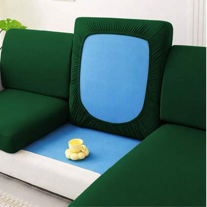 1pc Waterproof Solid Color Milk Silk Sofa Seat Cushion Cover, High Elasticity Dust-Proof Washable Minimalist Modern Sofa Pillow Slip Cover For Living Room Bedroom, All Season