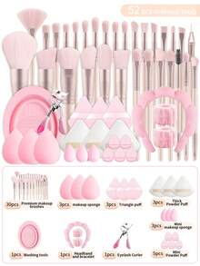 ronshadow 52pcs Deluxe Makeup Tool Set, Including 30pcs Makeup Brushes, Makeup Sponge, Makeup Sponges, Hair Bands, Eyelash Curler, Brush Cleaning Bowl, Complete Starter Kit For Beginners - Multicolor - View 2