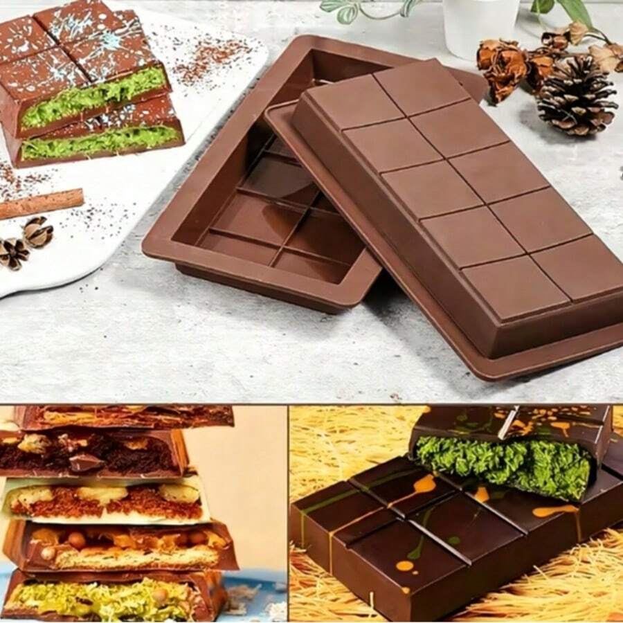 2pcs/3pcs Silicone Chocolate Mold, Non-Stick Rectangular Durable Mold Suitable For Swiss Roll, Chocolate, Chocolate Bar And Dubai Chocolate, Easy Demold
