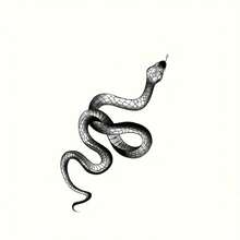 Realistic Snake Skin Temporary Tattoo - Waterproof Plant-Based Magic Ink, Suitable For Makeup And Body Art, Unisex, Fashionable Body Art Sticker - Black - View 4