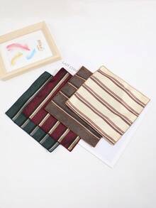 1pc Fashionable Casual Versatile Men's Retro Striped Pattern Pocket Square Handkerchief Suitable For Daily, Party, Business Events - Multicolor - View 1