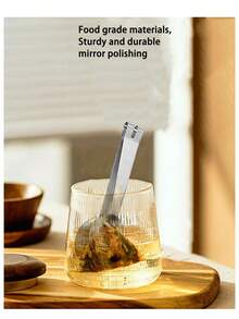 1个/2个装不锈钢字母形茶包夹，食物夹，柠檬夹，冰块夹，茶杯清洁夹 - 銀色 - 查看 2