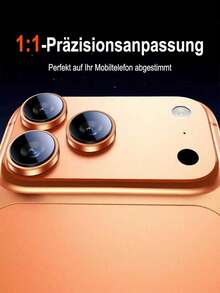 Alloy Orange Metal Ring With Tempered Glass 3pcs Camera Lens Protector Compatible With Iphone 17 Pro/17 Pro Max Anti-Scratch Compatible With Iphone 17 Pro/17 Pro Max Camera 9H+ Hardness Easy Installation Spring Gift Birthday Anniversary - Orange - View 6