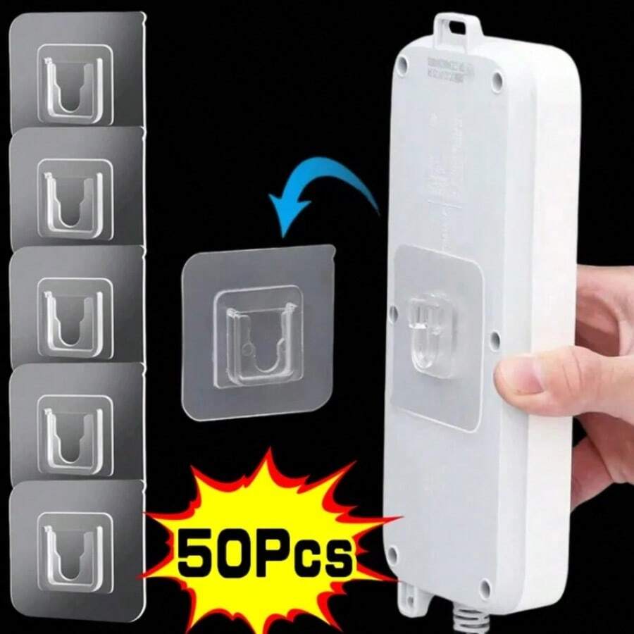 50 chiếc móc treo tường tự dính hai mặt, vô hình, không dấu vết, dùng để đựng đồ trong nhà tắm, nhà bếp.