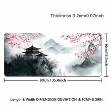 宝塔鼠标垫 粉色樱花 全桌面日式鼠标垫 加长大号防滑橡胶底座 大键盘垫 缝边设计 适用于游戏和办公 - 查看 15