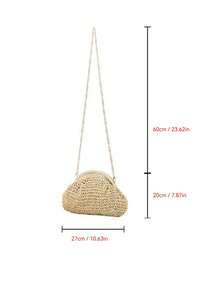 Handmade Crochet Cloud Bag, Fashion Women's Handbag, Fresh Chain Shoulder Bag, Versatile Chic Style, Chain Mini Crossbody Bag - Beige - View 6