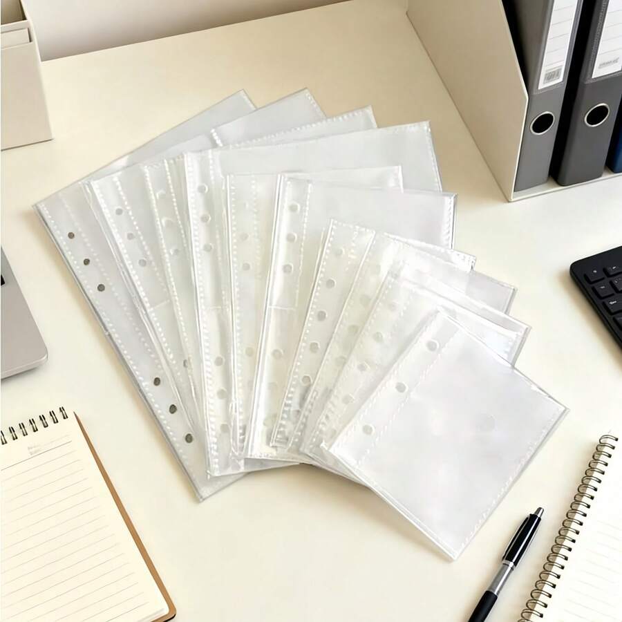 10入 A5/A6/A7/A8 透明磨砂活頁夾內頁，貼紙相簿、貼紙背板、集郵冊、文化印章頁、相簿補充頁、3D貼紙書貼紙板，高品質PP材質，適用於活頁夾 - 內頁 - 查看 1