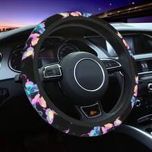 1pc Butterfly Print Car Steering Wheel Cover, Waterproof, Fits 14.5-15 Inch Steering Wheel, Protective Cover For All Seasons - Multicolor - View 2