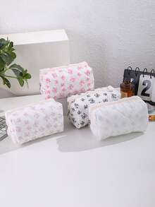 1 pieza Estuche de lápices con lazo de una sola capa, bolsa de almacenamiento espaciosa para artículos de papelería, diseño de apertura amplia para un fácil acceso, un neceser de lápices de moda imprescindible para la temporada de regreso a clases - Una pieza - Ver 3