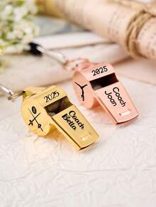 1pc Personalized Stainless Steel Whistle,Customize Text And Pattern,Can Customize Name Survival Whistle With Lanyard, Outdoor Sports Training Anniversary Gift For Boy Groomsman - Multicolor - View 3