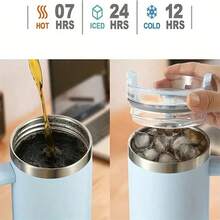 Garrafa de Água Esportiva Isolada de Aço Inoxidável de 32oz com Canudo, Adequada para Esportes, Viagens e Escola. Caneca de Viagem de Café Isolada a Vácuo de Metal de 40oz de Grande Capacidade. Garrafa de Água Portátil de 32oz, Mantém Quente/Frio por Horas, À Prova de Suor, Durável. Garrafa de Água Esportiva para Atividades ao Ar Livre de 40oz, Acampamento, Direção, Ótimo Presente para Entusiastas de Fitness em Aniversário, Natal - Multicolorido - Visão 2