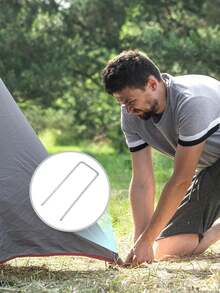 Garden Peg Silvery Metal U-Shape Garden Staple With Mats & Precision Hook Garden Ground Nail Film Fixed Pegs Gardening Fixing Tools Film Peg - U-shaped Nail - View 11