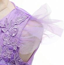 Vintage Lace Party Dress For Girls - Boho Style Maxi Gown For Pageant, Wedding & Celebration - 淺紫色 - 查看 6