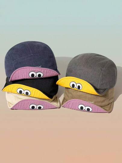 American Cute Funny Eye Embroidery Baseball Cap For Men And Women Spring New Sunscreen Contrasting Colors Hip-Hop Hats