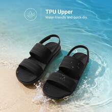Teenagers Water Sandals Comfortable Flat Beach Platform Dressy Summer Walking Shoes - 黑色 - 查看 5
