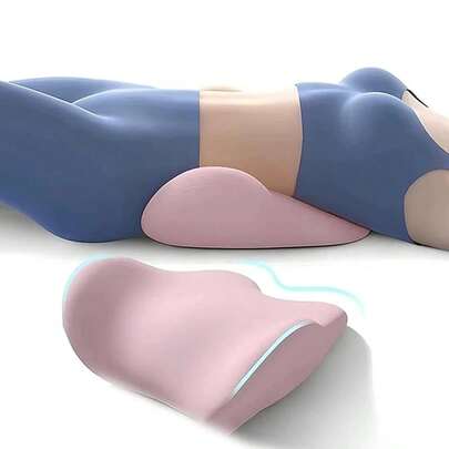 Almohada lumbar, almohadilla de apoyo ergonómico para la cintura para dormir, cojín para alivio de la columna vertebral ortopédico con espuma de memoria, suavizador de espalda portátil con funda de poliéster suave