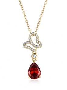 Collar con colgante de mariposa de plata de ley 925 | Uso versátil diario | Regalo para mamá, esposa, novia en cumpleaños/aniversario/Día de San Valentín - Multicolor - Ver 1