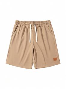 Men's Loose Drawstring Knee-Length Shorts, Summer - Khaki - View 3