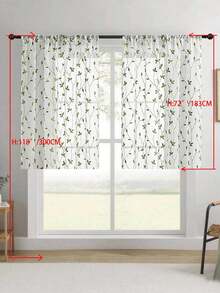 1件刺绣薄纱窗帘，花卉图案，带杆袋，防紫外线，透气，涤纶面料，无衬里，适用于客厅、卧室、餐厅 - 綠色 - 查看 56