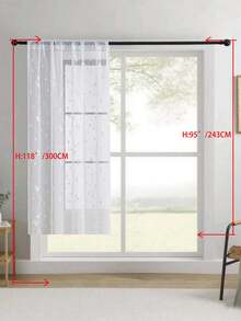 1 pièce Rideau transparent brodé, motif floral, avec poche pour tringle, en fibre de polyester avec protection UV et respirabilité, convient pour le salon, la chambre à coucher, la salle à manger - Blanc - Voir 51