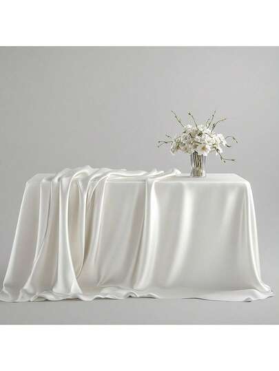 מפת שולחן מלבנית קלאסית לבנה אחת - בד פוליאסטר רך וחלק, מתאים לחתונות, ימי הולדת, מסיבות, חג המולד, חג ההודיה, פסחא, יום העצמאות ואירועים מיוחדים אחרים, מפת שולחן רב תכליתית | מפת שולחן פוליאסטר