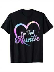 Women'S & Men'S Funny I'M That Auntie Graphic T-Shirt - Black With Pink Heart - Heavyweight 180Gsm Tee - Sizes - Casual Everyday Shirt For Aunties - Birthdaychristmas Gift Idea - Year-Round Comfort Fit, Birthday Present, Playful Design, Plus Size - màu đen - Xem 6