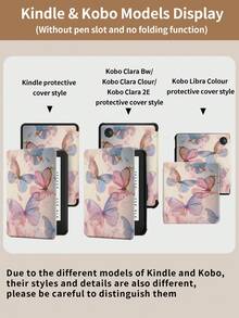 Kingsung 蝴蝶图案平板电脑保护套，兼容 iPad 9.7/10.2/10.5/10.9/12.9/Pro 11（第十代），兼容三星 Galaxy Tab S6 Lite 10.4 英寸，兼容 Kindle Paperwhite 第十二代（2024 年款），Kindle 第十一代（2022 年款），Kobo Clara Colour，柔软防摔，智能支架/自动唤醒/睡眠功能 - 彩色 - 查看 10