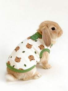 1pc Squirrel Pattern Vest, Cute Squirrel Design Warm Sweatshirt For Spring & Autumn, Rabbit Pet Accessories, Rabbit Pet Supplies, Rabbit, Rabbit Pet Accessories, Rabbit Pet Supplies, Valentine's Day - Multicolor - View 10