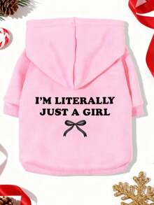 LUCKIE LABO Áo hoodie polyester in hình nơ màu trơn "I'M LITERALLY JUST A GIRL" (Tôi chỉ là một cô gái), kiểu dáng thoải mái, ấm áp, thoáng khí, phù hợp cho mèo và chó trong nhà và ngoài trời. - Màu Hồng baby - Xem 12