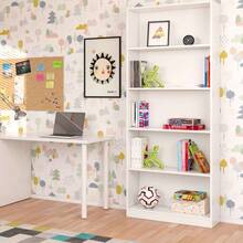 Miroytengo Estante de escritório Artik moderna e branca com 5 prateleiras, 201x80x28 cm, em melamina. Ideal para sala de estar, sala de jantar e quarto. Design simples e versátil. Kit de montagem incluído, itens decorativos não incluídos.. - Branco - Ver 8