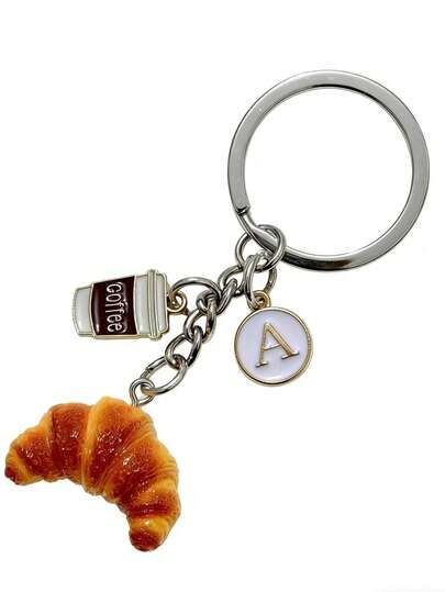 个性化趣味牛角咖啡杯钥匙扣，送给女孩的礼物，钥匙扣/包链，女孩专属礼物，野餐下午茶钥匙扣礼物