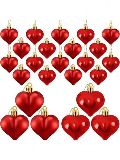 12个红色/粉色3D心形吊坠装饰品，适用于婚礼装饰、节日派对用品、场景道具、氛围装饰、婚房装饰、母亲节装饰、婚礼悬挂装饰，也适用于婚礼、求婚、周年纪念、家居装饰。