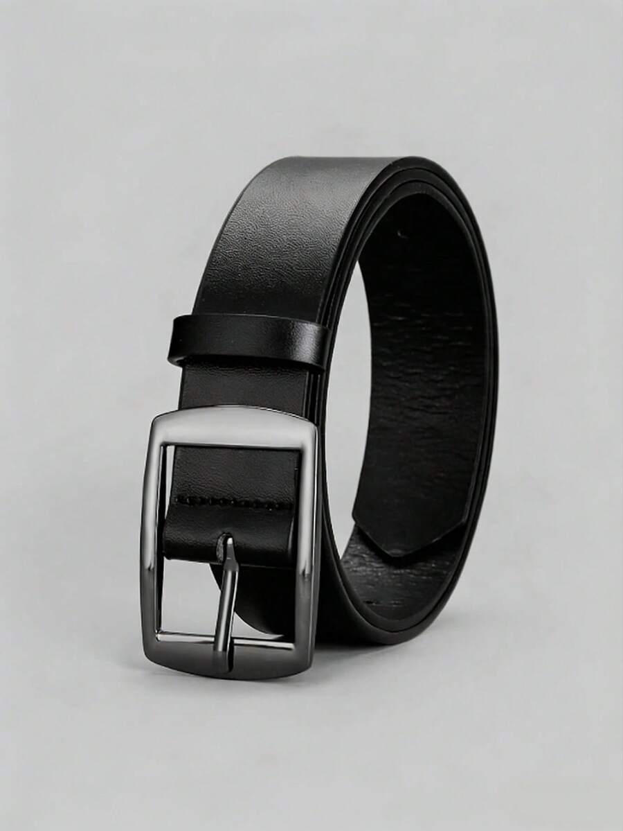 1条黑色枪形日文字符皮带扣，多功能男士皮带 - 黑色 - 查看 1