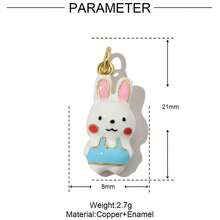 1件铜质时尚创意兔子、大象、蘑菇吊坠，多功能高端DIY手链、项链、耳环饰品配件 - 彩色 - 查看 34