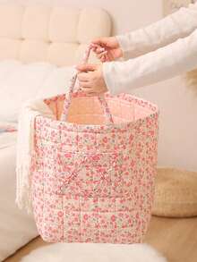 1个碎花印花大容量洗衣篮，带提手，可折叠圆形脏衣收纳盒，泡沫绗缝洗衣篮，便携式多用途收纳篮，适用于浴室、卧室、宿舍、衣橱整理，可折叠衣物/毯子收纳盒，S/M/L尺寸家用收纳篮，化妆品收纳篮，桌面收纳袋，零食篮，带提手，适合女性和女孩，化妆品收纳篮，玩具收纳篮，护肤品收纳篮。 - 西瓜粉 - 查看 1